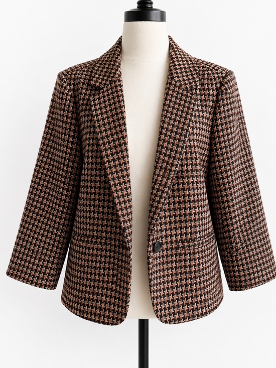 Modcloth Jackets & Blazers - Modcloth Brown Houndstooth Blazer Jacket